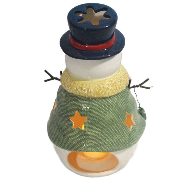 Kohls Snowman Novelty Ceramic Tealight Holder - Picture 2 of 4